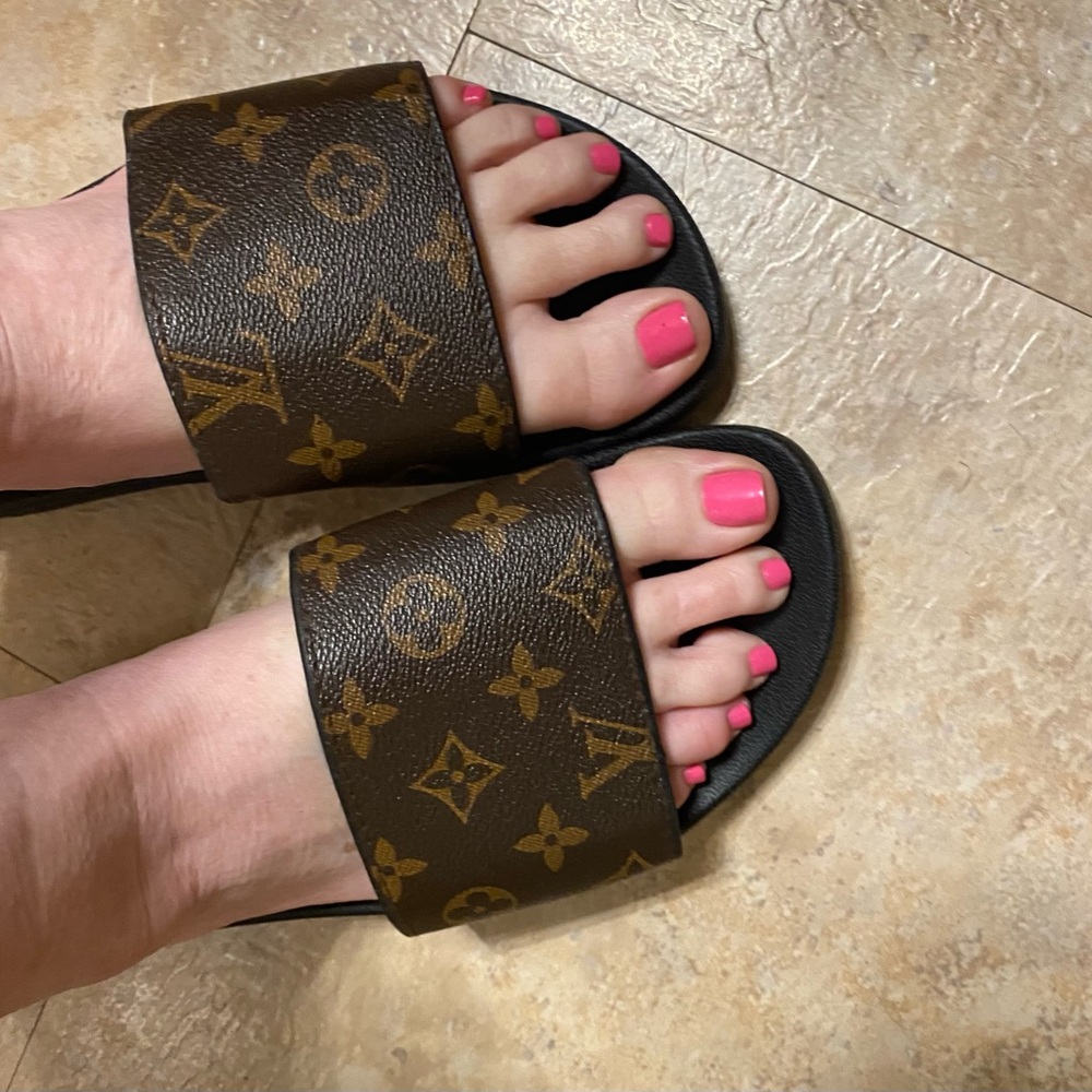 Louis Vuitton Brown Monogram Slide Sandals